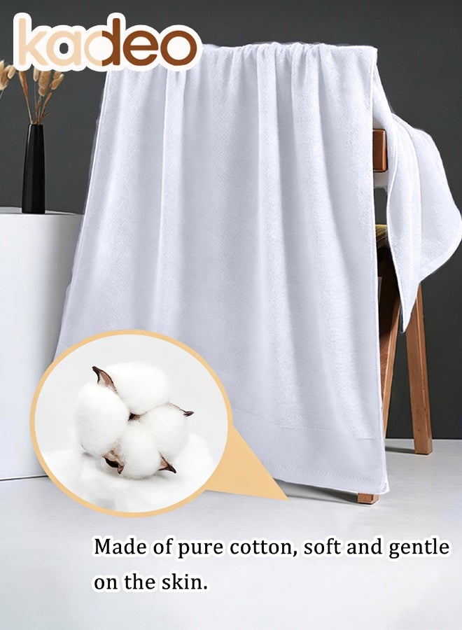 kadeo 3PCS Towel Set with Embroidery, 100% Cotton, Soft and Absorbent, 1 Bath Towels and 2 Hand Towels, Quicker-to-Dry, for Bathroom, Spa and Hotel, White Towel Set - Image 5
